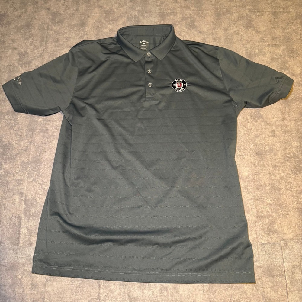Callaway Opti-Dri Golf Polo Shirt Mens XL Gray Union College Embroidered Logo